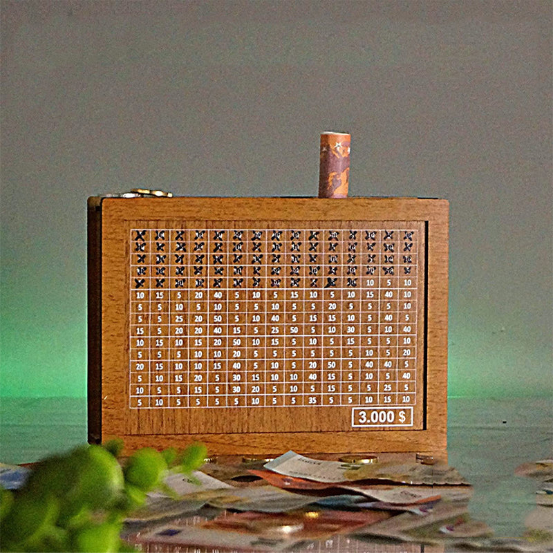 MERVOR - Sparschwein aus Holz mit Zähler