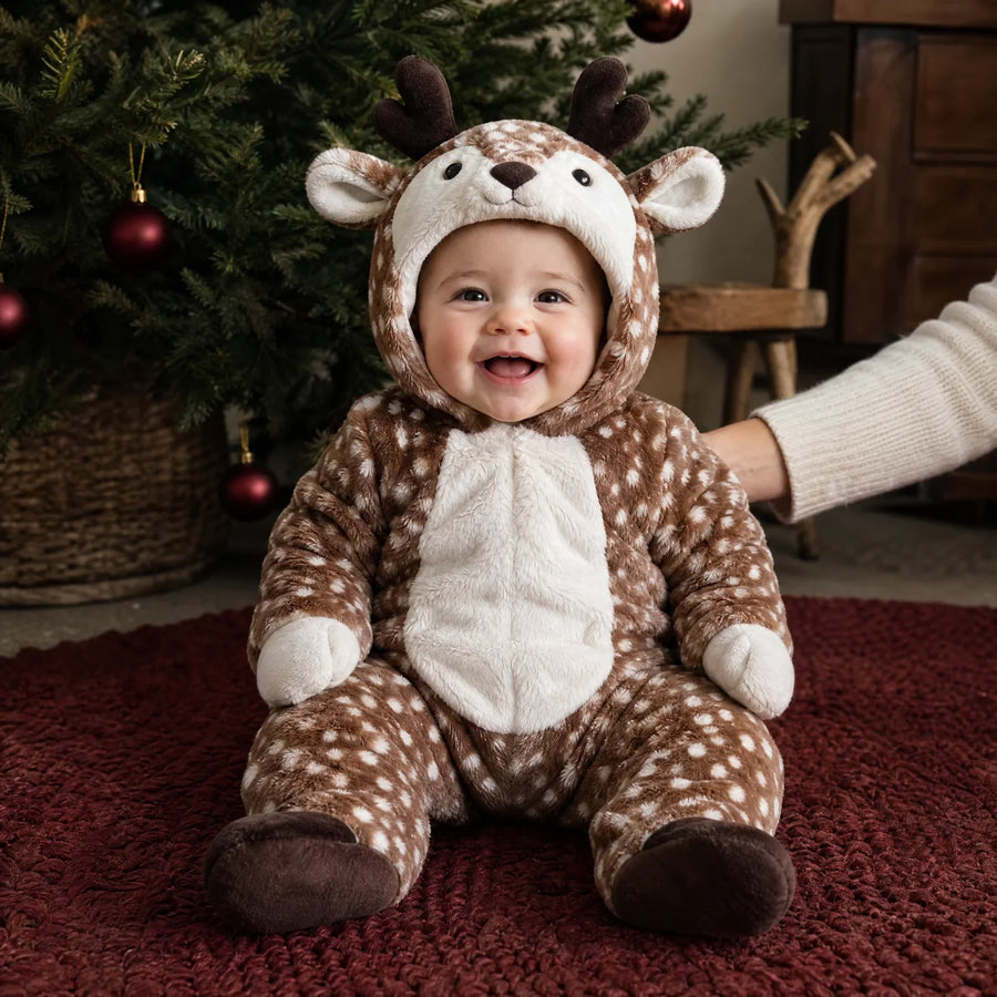 Baby wearing Little Reindeer for holiday photos